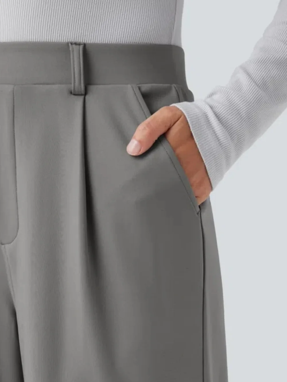 Halara Flex DayStretch High Waisted Wide Leg Work Pants In Silent Storm M-tall - Picture 4 of 10